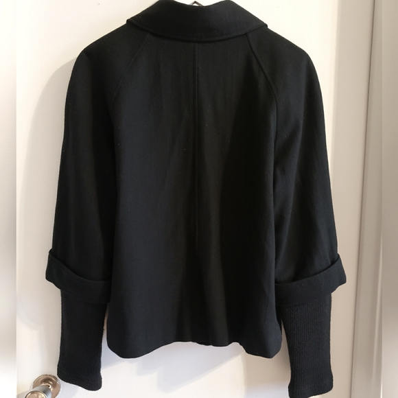 Della Spiga Black Coat Elbow Cuffed Sleeves Sweater Arms Chrome Button W-Size 10 - Picture 2 of 11